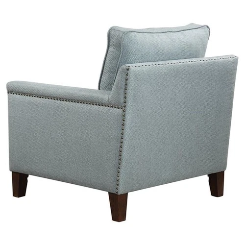 Uttermost Charlotta Coastal Wood and Fabric Accent Chair in Blue/Brass/Walnut - Picture 5 of 8