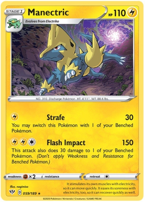 Manectric - 059/189 - Rare (Lp) Darkness Ablaze - Lightning Pokémon