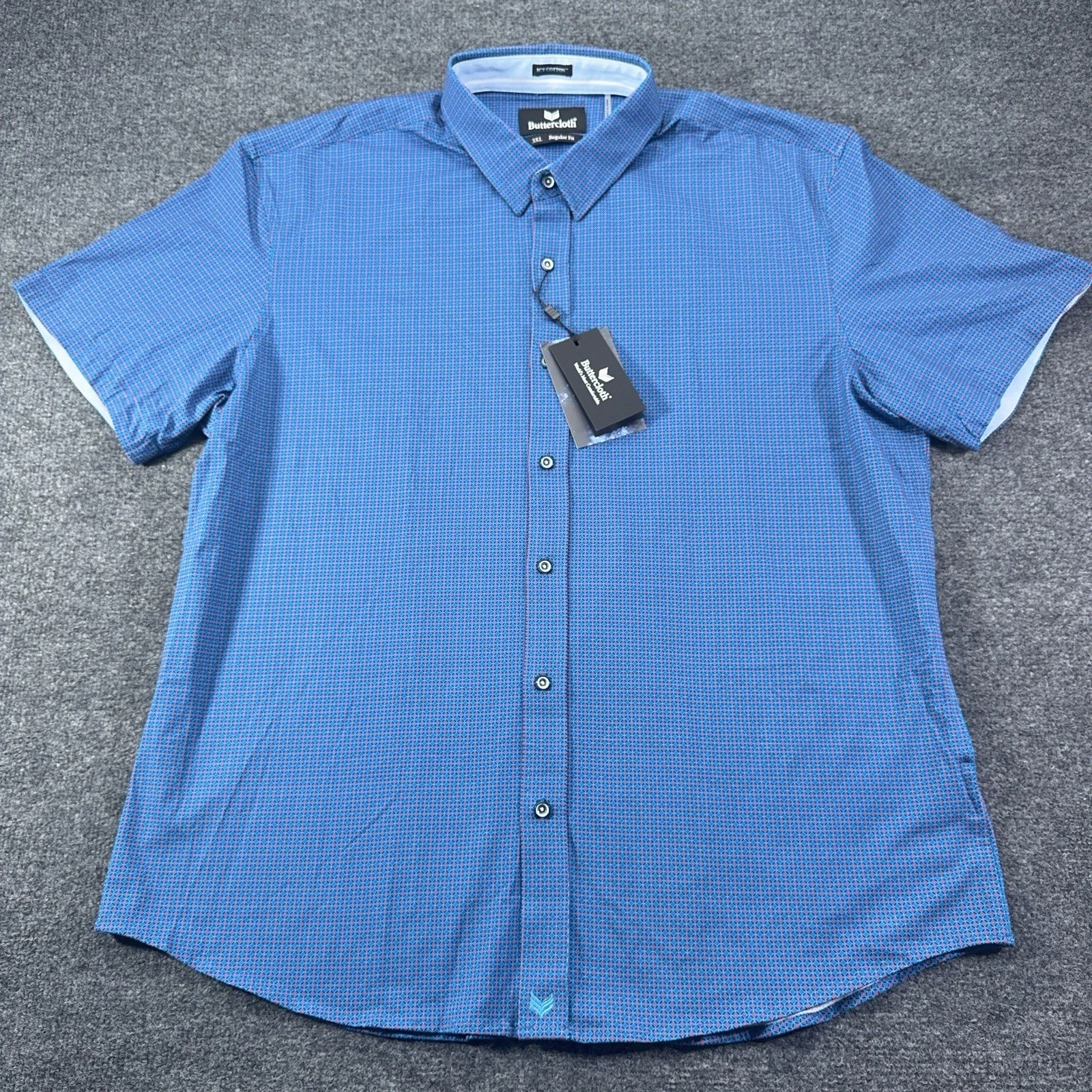 Buttercloth Icy Cotton Regular Fit Short Sleeve Shirt 3XL Blue NWT