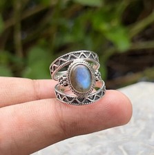 Handmade 925 Sterling Silver Labradorite Ring: Boho Silver Jewelry All Size