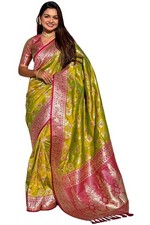 Women's Kanjivaram Woven Soft Silk Saree With Blouse Piece