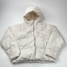 The North Face Jacket Girls Sz L 12 White 600 Down Hooded Puffer Winter Coat