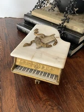 Thorens 1920'S Baby Grand Piano Swiss Brass Music Box Marble Top READ
