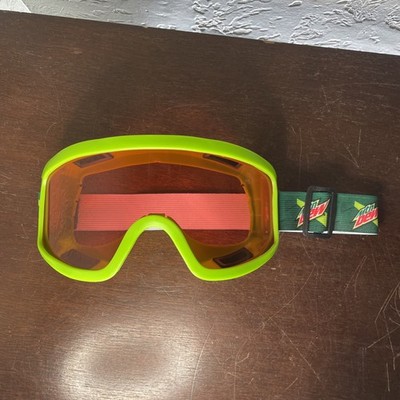 Mountain Dew promo Ski Goggles vibrant neon green frame and Pink Lenses