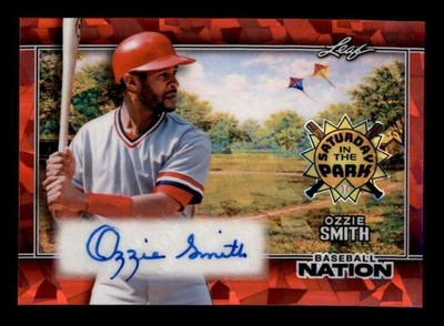 OZZIE SMITH 2026 LEAF BASEBALL NATION SATURDAY IN THE PARK RED AUTO #1/3 T7525