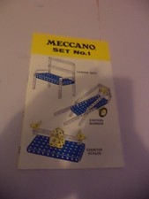 meccano set no 1 old vintage 1970s book instruction leaflet 1974