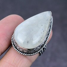 Rainbow Moonstone Gemstone 925 Sterling Silver Gift Jewelry Ring Size 8 p614