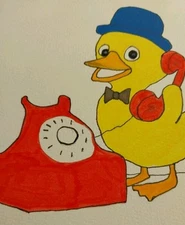 GAT WHIMSICAL ANIMALS Duck Retro Phone IMPRESSIONISM ORIGINAL Painting 6x8 INCH 