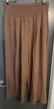 Anrabess women’s Pants Size Large. Pull-on Crepe Polyester In Brown. 