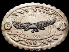 JF27102 NICE VINTAGE 1970s  BALD EAGLE  WESTERN STYLE BELT BUCKLE