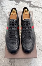 Authentic Gucci Web Black Leather Mens Sneaker US10 EU43.5 UK9.5