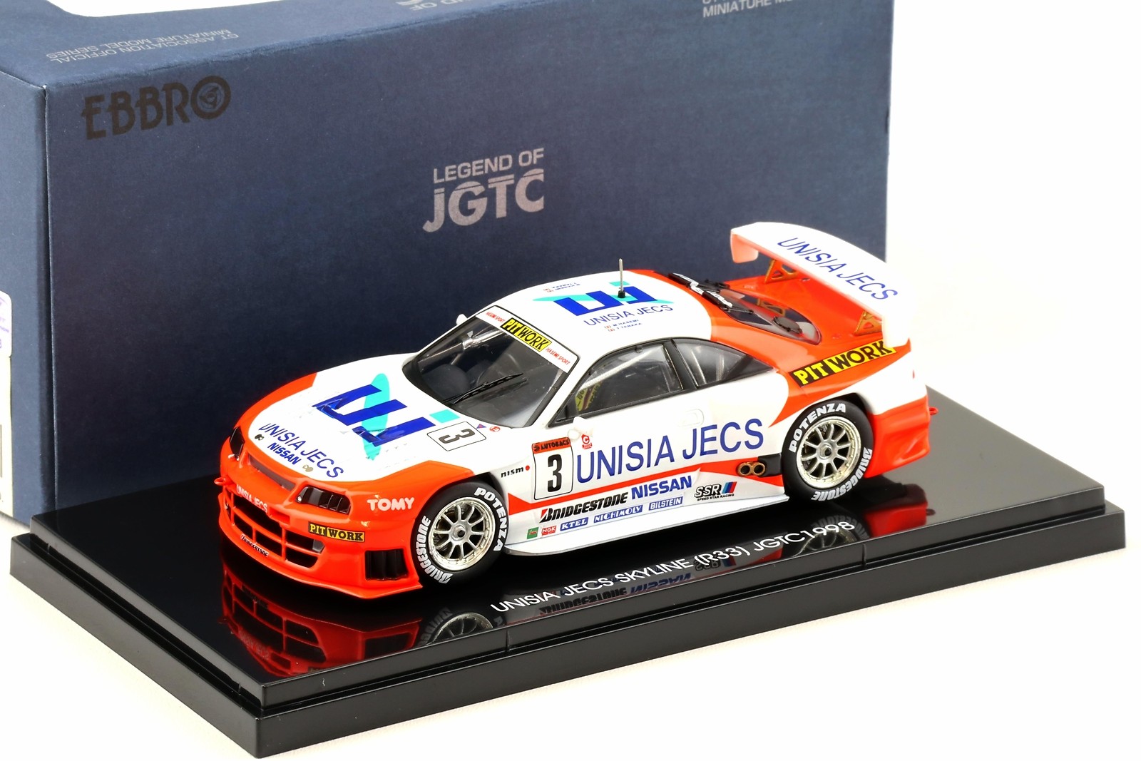 1:43 Ebbro Nissan Skyline R33 Unisia Jecs Skyline Jgtc 1998 #3 White