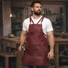 100% Leather Butcher Chef Cooking BBQ Apron Welding Woodworking Apron US