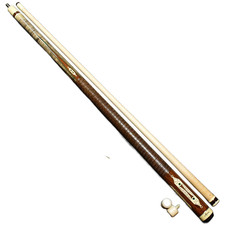 Vtg Meucci 90s Pool Cue 4Pt Inlay Textured Leather Wrap Dot Shaft 18 Pin Caps