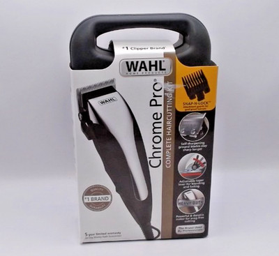 Wahl Chrome Pro Corded Hair Clipper Kit 9670-1201 Black/Chrome Home Barber Set