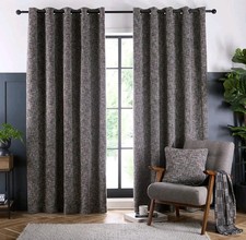 Image of DUNELM LUXURY EVERSON BOUCLE MONOCHROME EYELET CURTAINS 168 X 228 CMS (66 X 90)