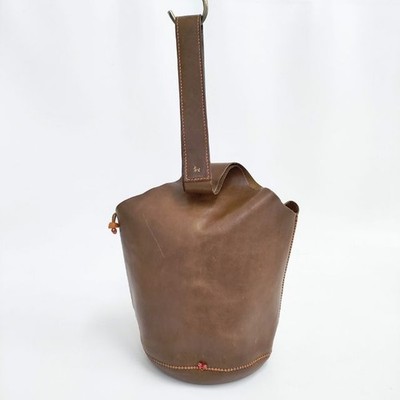 Henry Cuir バケツバック Henry Cuir Tan Woven Leather Shoulder Bag Tote W/ Pouch Mint