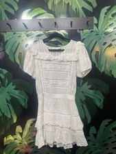 Love Shack Fancy Short Sleeve Tiered Ruffle Mini Dress