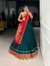 Presenting New Green Vichitra Silk Lehenga Choli With Dupatta For Festival Wear