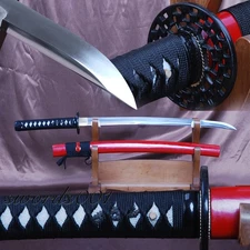 Manganese Steel Japanese Samurai Sharp Practice Sword Unokubitsukuri Wakizashi 