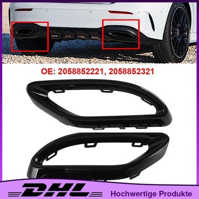 2PCS L+R Blende Glanz Schwarz Auspuffblende Für Mercedes Benz A-Klasse W177