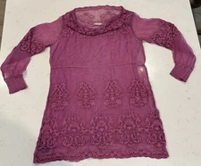 Soft Surroundings Hermosa Silk Tunic Dress Womens Medium Plumberry NWT $130