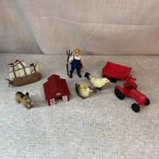 Vintage Safari Ltd 1998 Barn/Tractor And Others 8 Pieces