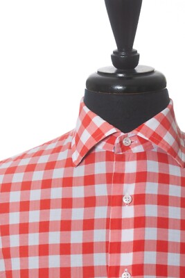 Orian Vintage Red Gingham Check Regular Fit Shirt 17956