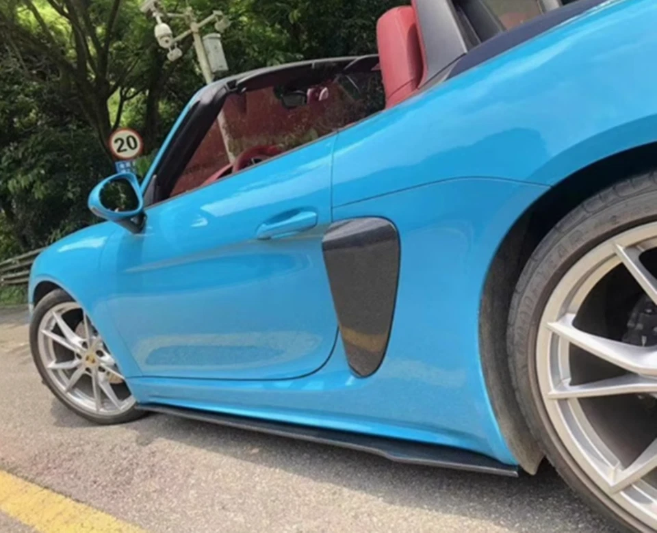 Real Carbon Fiber Side Skirt Side Splitters Cover For Porsche 718 Boxster 16-22 - Imagem 3 de 4