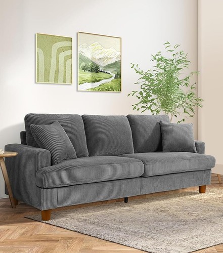3-Sitzer Sofa Polstersofa aus Cordstoff mit Abnehmbare Kissen und Rückenlehnen - Bild 31 von 44