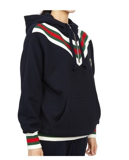 パーカー・フーディ GUCCI Nastro Web hoodie 洗練された逸品》【GUCCI】 ロゴウェブ ハーフジップ パーカー