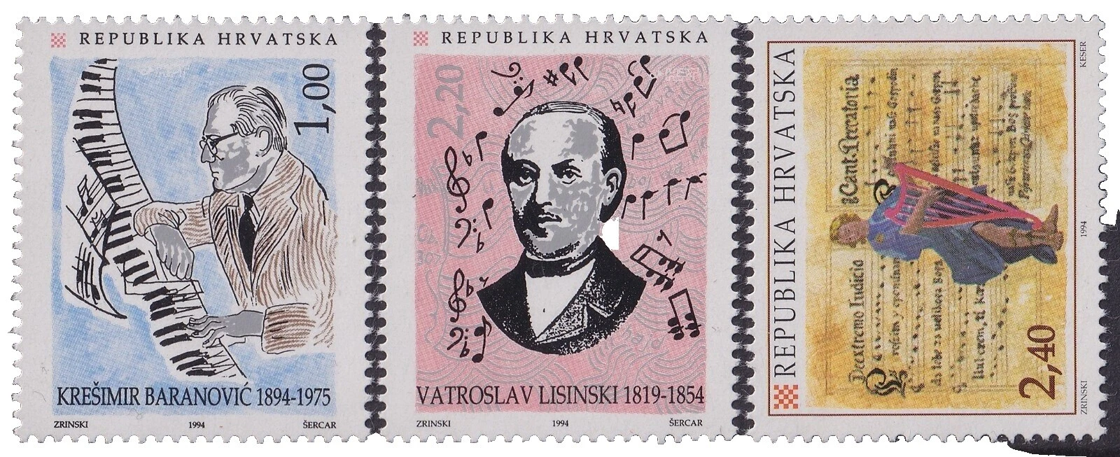 Música, Músicos em estado perfeito/sem marca de charneira Selos croata
