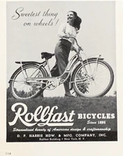 Rollfast Bicycles D.P. Harris New York Vintage Print Ad 1947 #0715