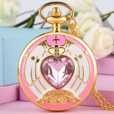 Lovely Japanese Anime Cosplay Pocket Watch for Girl Women Quartz Necklace Chain