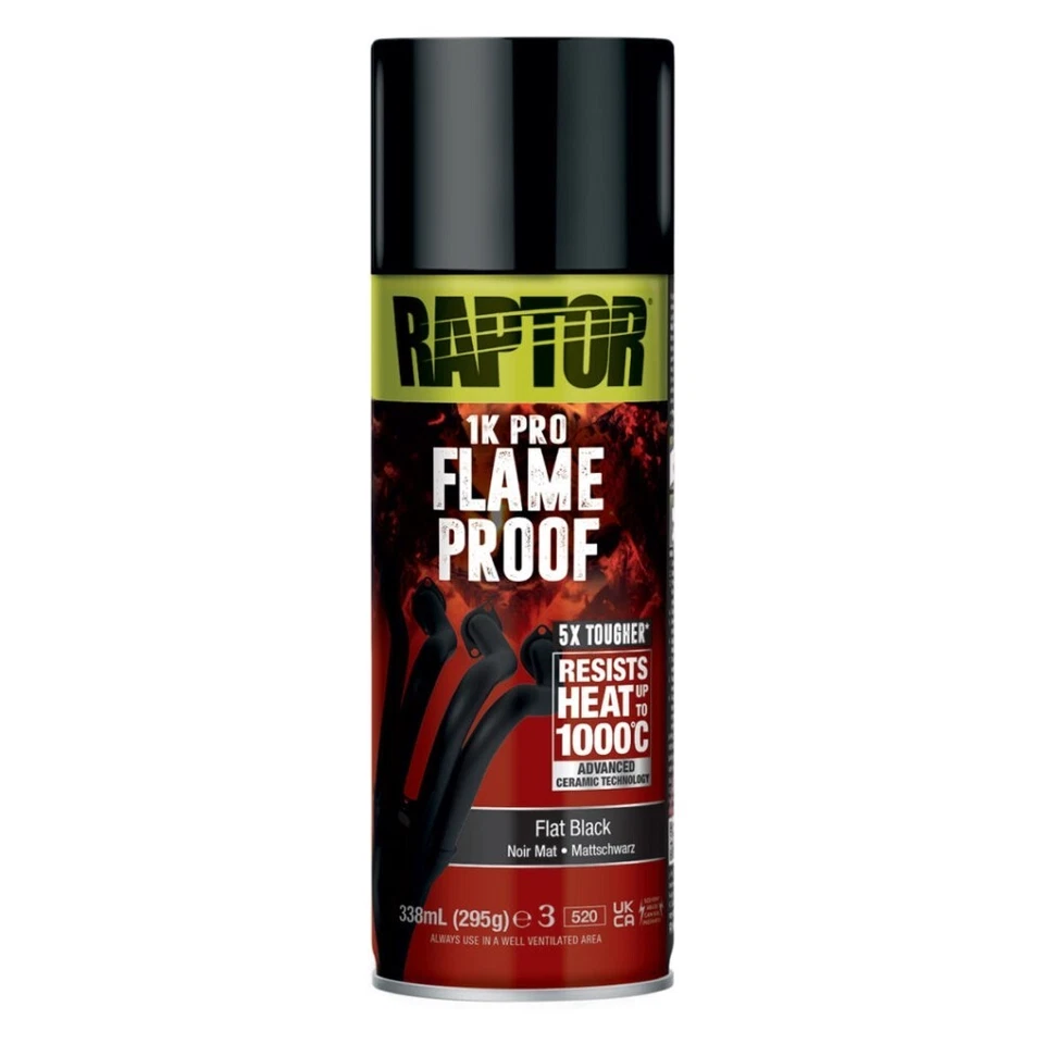 UPOL Peinture ignifuge Haute température Noir Mat 338ml Raptor