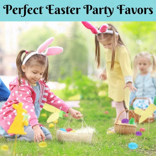 Easter Egg Craft Set Glittered Eggs & Grass Nest, Bonnet Basket Home Party Decor - Picture 101 of 101