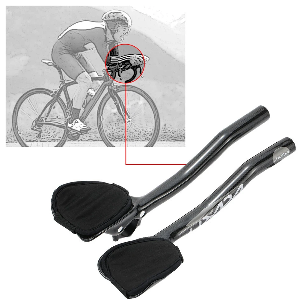 Bicicleta de estrada Lixada fibra de carbono Aerobar bicicleta aerobar para mountain bike bicicleta - Imagem 2 de 4