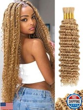 KULYMUWIG Blonde Human Braiding Hair for Boho Braids Deep Wave 22 Inch 100 g