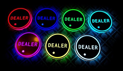 POKEO Bouton Dealer Poker – Jeton Rond Blanc En ABS Diamètre 50mm Pour Identifier Le Joueur Au Bouton