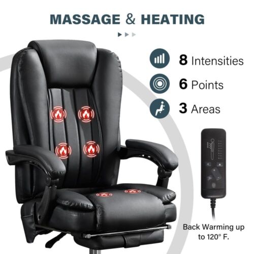 Massage Office Chair with Heat and 6 Vibration Points,Executive Office Chair - Picture 4 of 7
