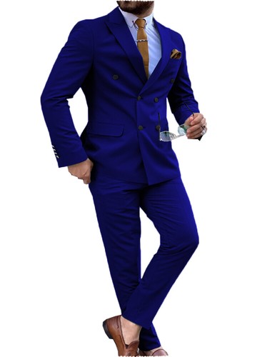 Men 2 piece Suit Double Breasted Groom Bestman Wedding Tuxedo Size 42r 44r 46r - Picture 11 of 34