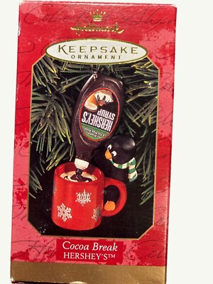 Hallmark Keepsake Ornament 1999 Cocoa Break Hershey's Syrup Mug With Penguin