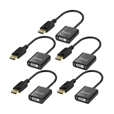 Moread DisplayPort (DP) to DVI Adapter, 5 Pack, Gold-Plated Display Port to D...