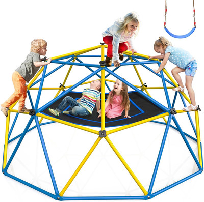 Hapfan Jungle Gym, 10Ft Climbing Dome with Hammock and Swing, Outdoor Play Equip