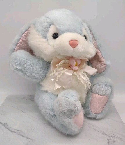 Vintage Fairview K-Mart Pastel Blue Bunny Rabbit Plush 14" Quilted Ears and Feet