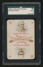 1889 E.R. Williams Baseball Cub Stricker Henry Myers #16 SGC 4 VG/EX