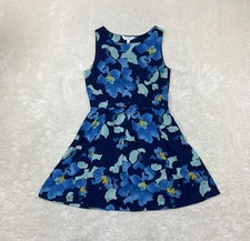 Charming Charlie Womens Size S Sleeveless Blue Floral Print Dress 