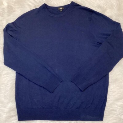 Uniqlo Woolmark Men's NavyBlue Wool Crew Neck Long Sleeves Sweater Size Large