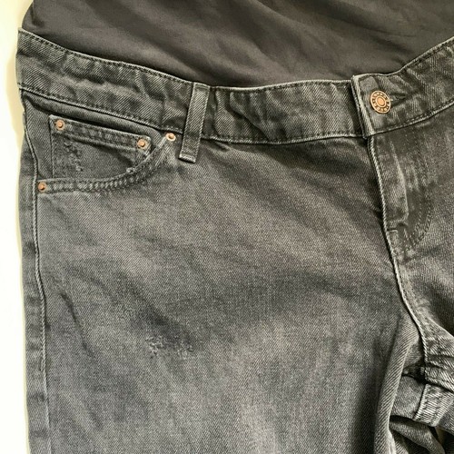 Pantalones de mezclilla Topshop Over the Bump EUR 42 EE. UU. 10 lavados negros en apuros - Imagen 4 de 9