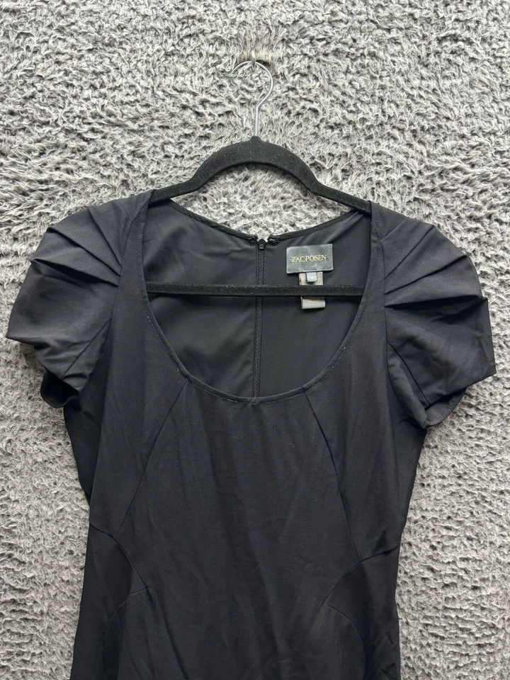 Vestido Zac Posen negro manga acanalada para mujer talla 4 Foto 2 de 4